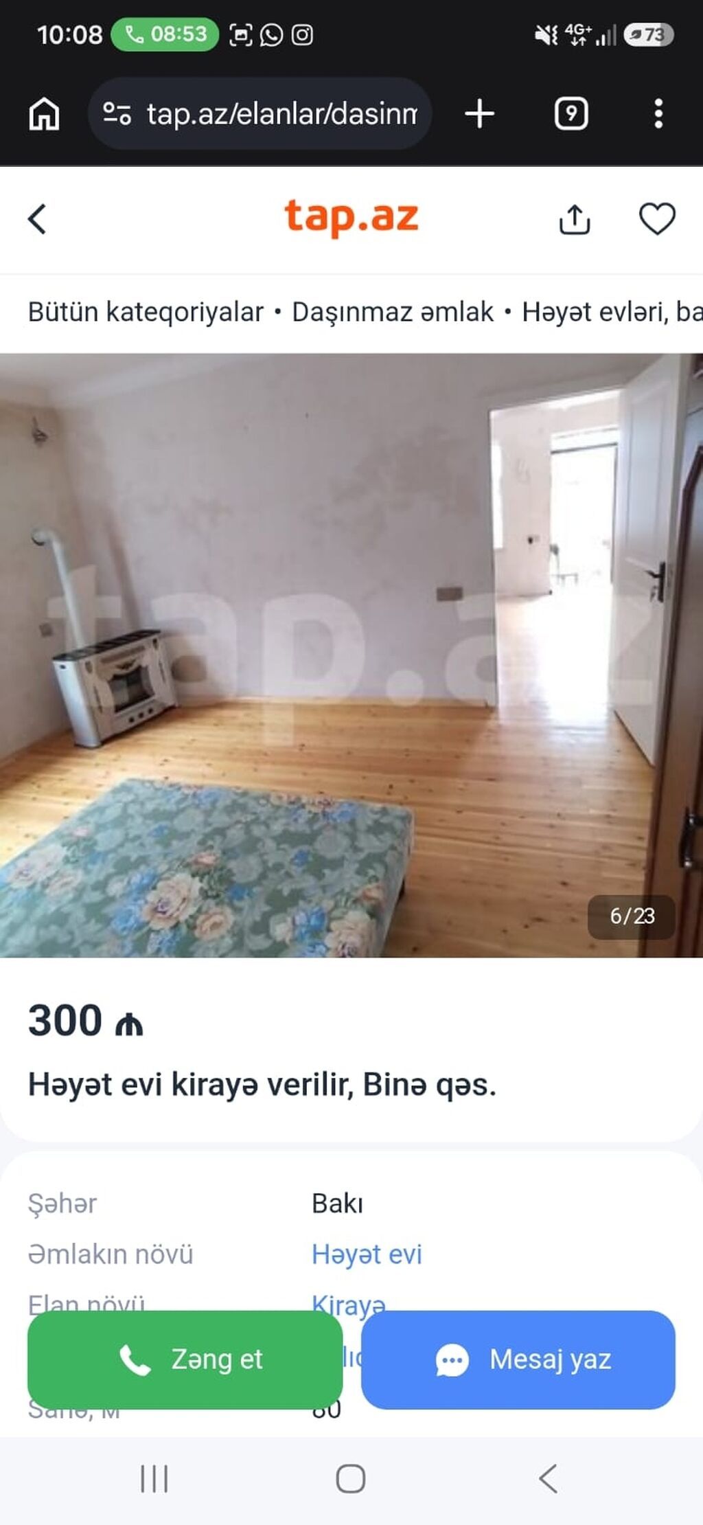 80 kv. m, 2 otaqlı, Qaz — Ev, villa, Bakı (4)