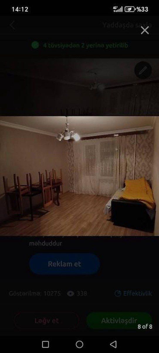 3-otaqlı mənzil kirayə verilir, Qara Qarayev m., 81 m² — Mənzil, Bakı (3)