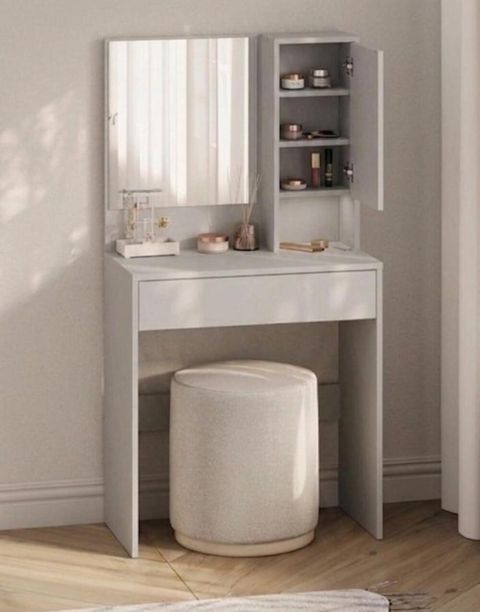 Makiyaj masası güzgülü MB8, laminat, boz, 135x70x37 sm — Bakı