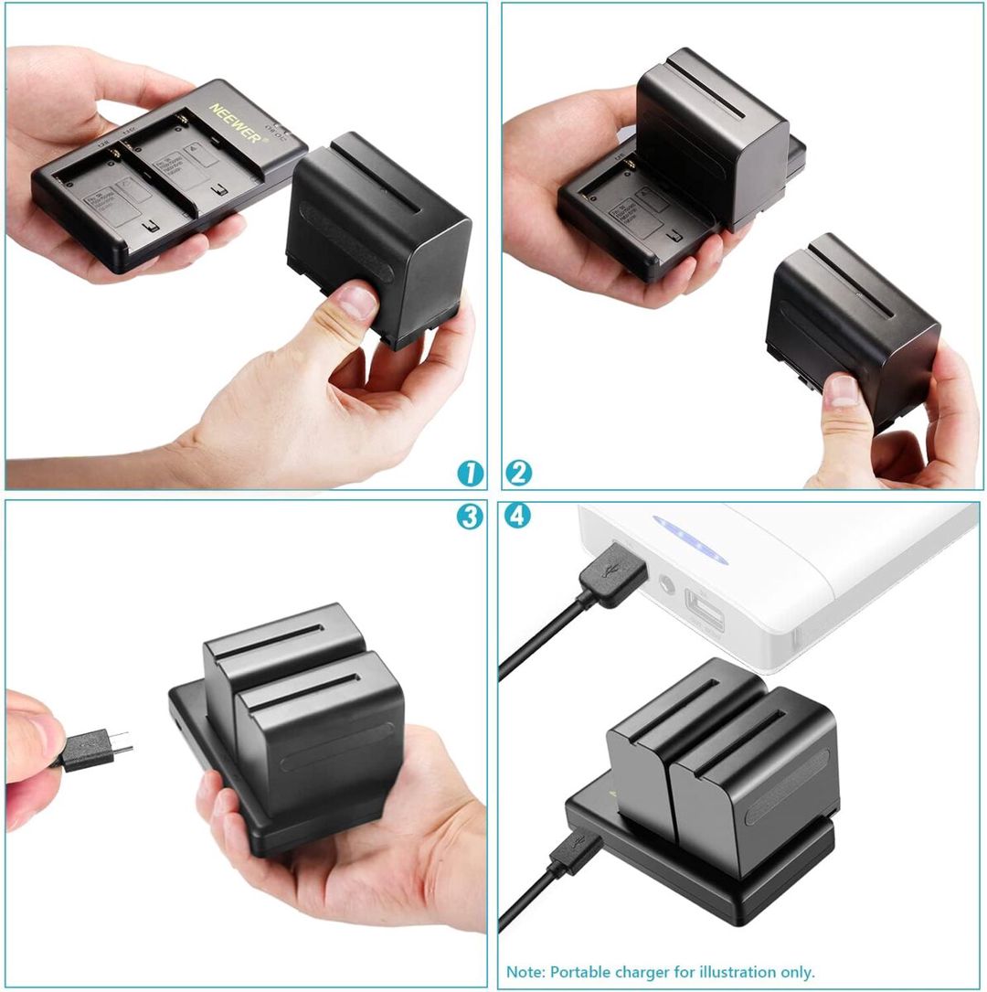 Neewer NP-F970 ikili batareya və adapter dəsti — Foto və video texnikası, Bakı (5)