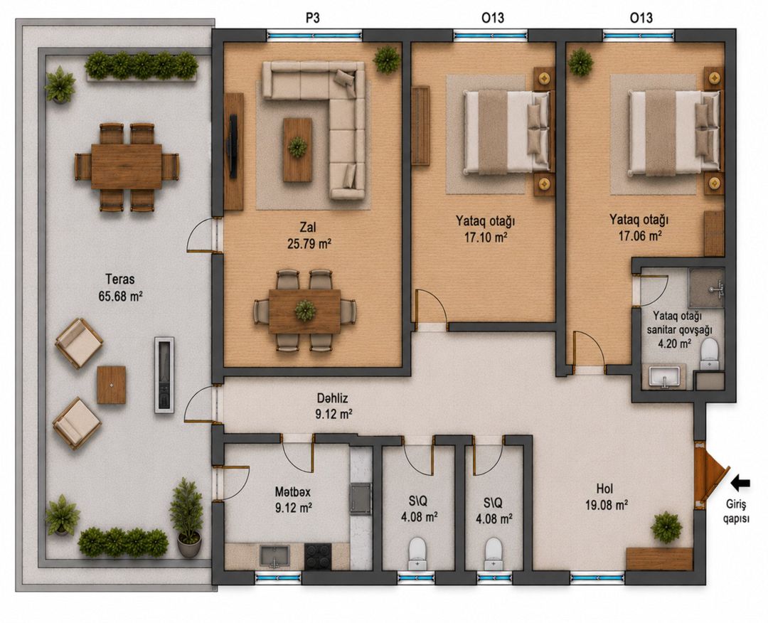 Satılır 3 otaqlı yeni tikili 169 m² — Mənzil, Bakı (2)