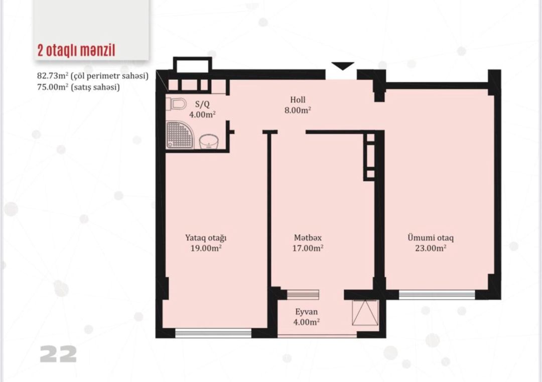 Satılır 2 otaqlı yeni tikili 83 m² — Mənzil, Bakı (3)