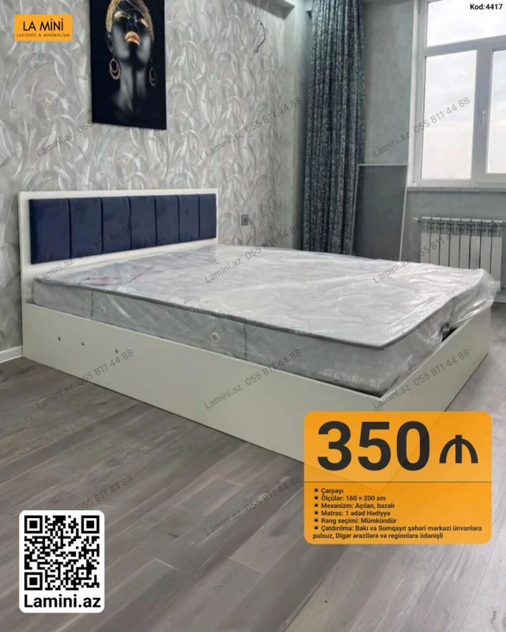 La Mini – Çarpayı (Kod: 4417) Ölçü: 160 200 sm Mexanizm — Yataqlar, Bakı
