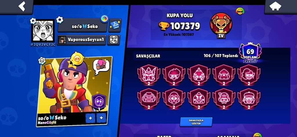 Məhsul: Brawl Stars oyun hesabı Xüsusiyyətlər: - Kupa yolu: 107,379 — Aksesuarlar, Bakı