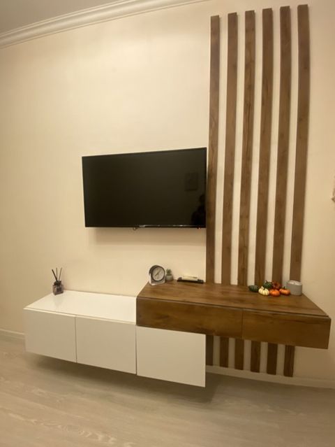 Modern TV stendi və dekor paneli dəsti - Dizayn: Minimalist üslubda — Xırdalan