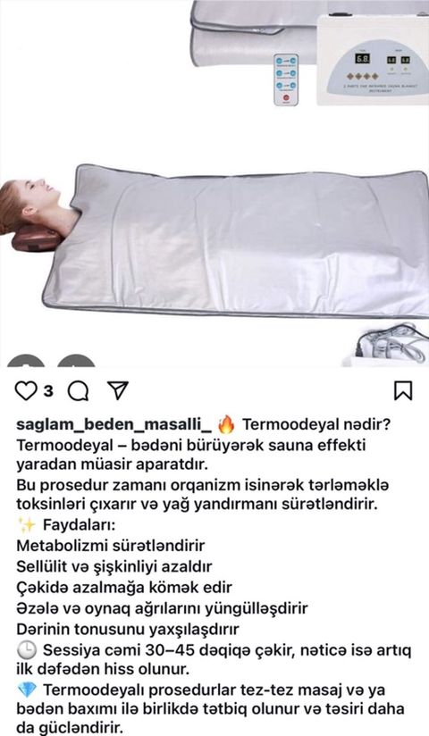 Termoodeyal – bədəni bürüyərək sauna effekti yaradan müasir aparat — Sumqayıt
