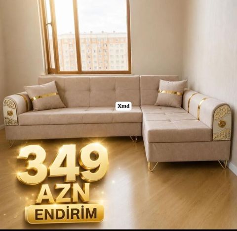 Künc divan dəsti - Rəng: açıq bej - Forması: sağ künc L-şəkilli — 349 ₼ · Bakı · Yumşaq mobilya dəstləri Künc divan dəsti - Rəng: açıq bej - Forması: sağ künc L-şəkilli — Bakı
