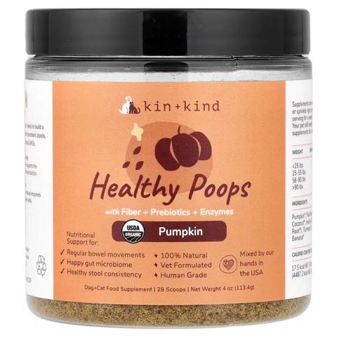 Yem əlavəsi Kin+Kind Healthy Poops, İt və pişiklər üçün, Mədə-bağırsaq traktı üçün, Həzm sisteminə dəstək, Bağırsaq fəaliyyətinə dəstək, Toz — Bakı