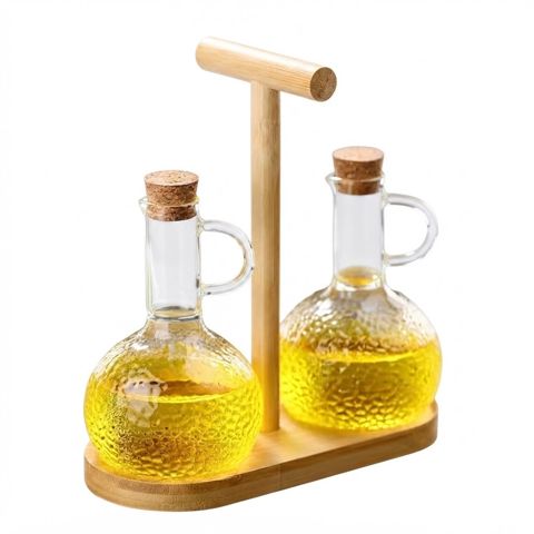 Duru yağ üçün qablar dəsti, borosilikat şüşə/bambuk, 300 ml, 2 əd — Bakı