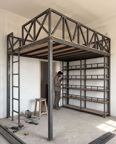 Metalkarkaslı loft konstruksiya və rəf sistemi - Material: qalın — Digah