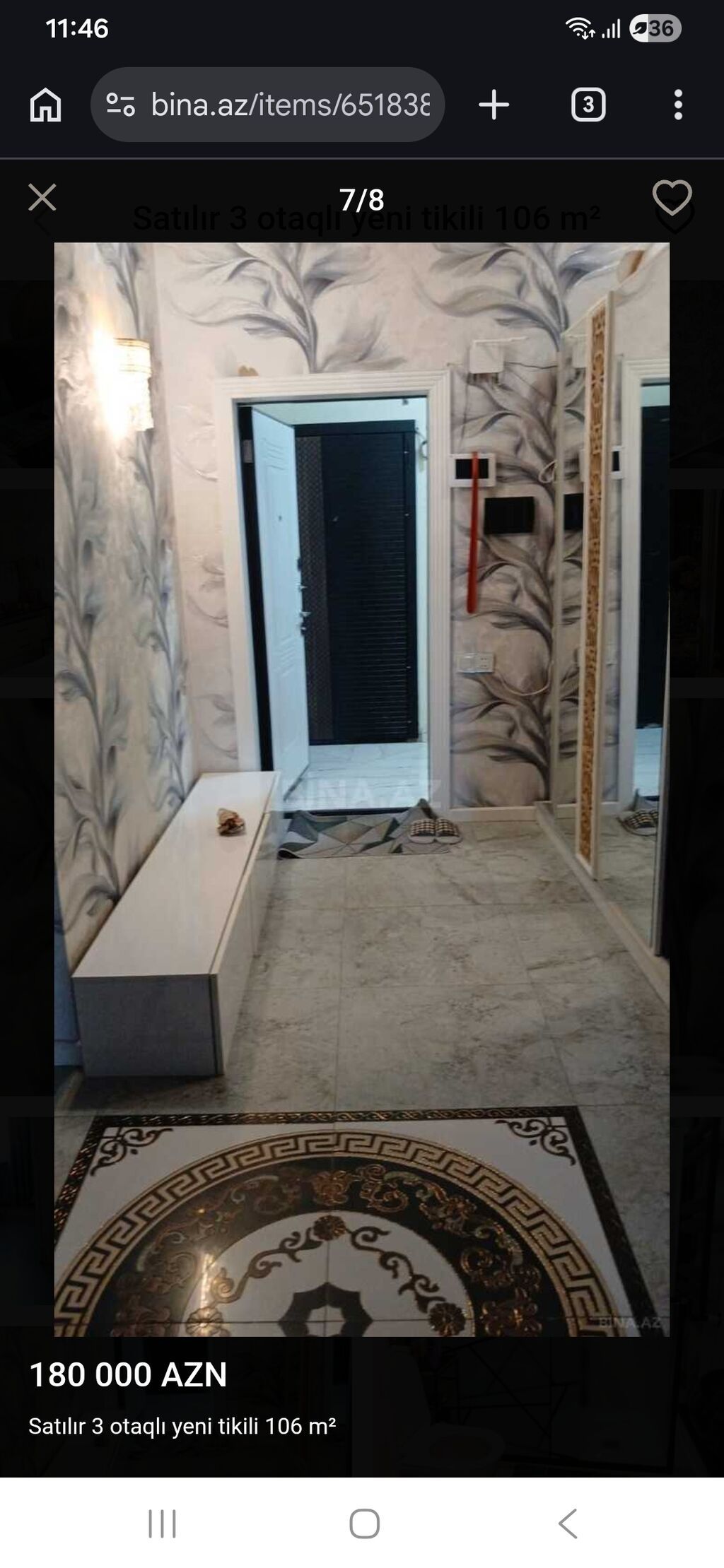3 otaqlı, Yeni tikili, 106 kv. m — Mənzil, Xırdalan (8)