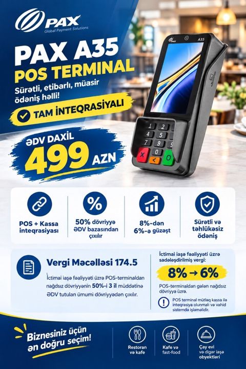 Pos Terminal PAX A35 — 499 ₼ · Bakı · Biznes və avadanlıq Pos Terminal PAX A35 — Bakı