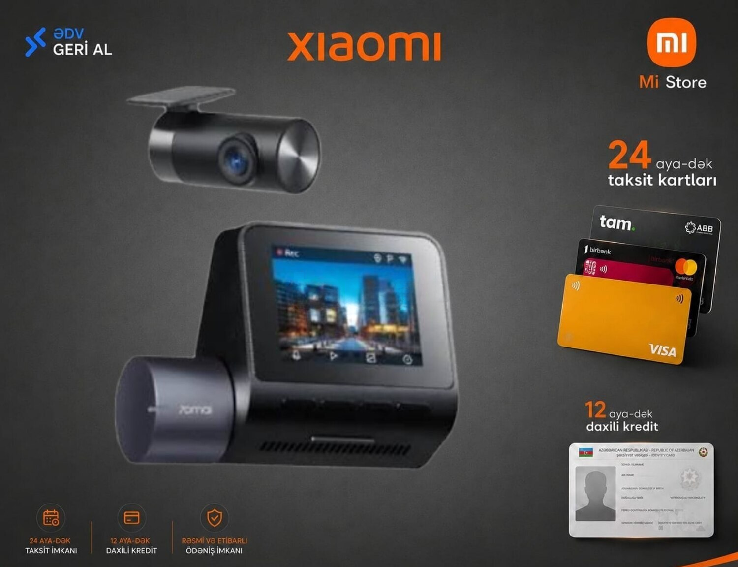 Videoqeydiyyatçı 70mai Dash Cam A200 Rear Cam Set — Avto, Bakı
