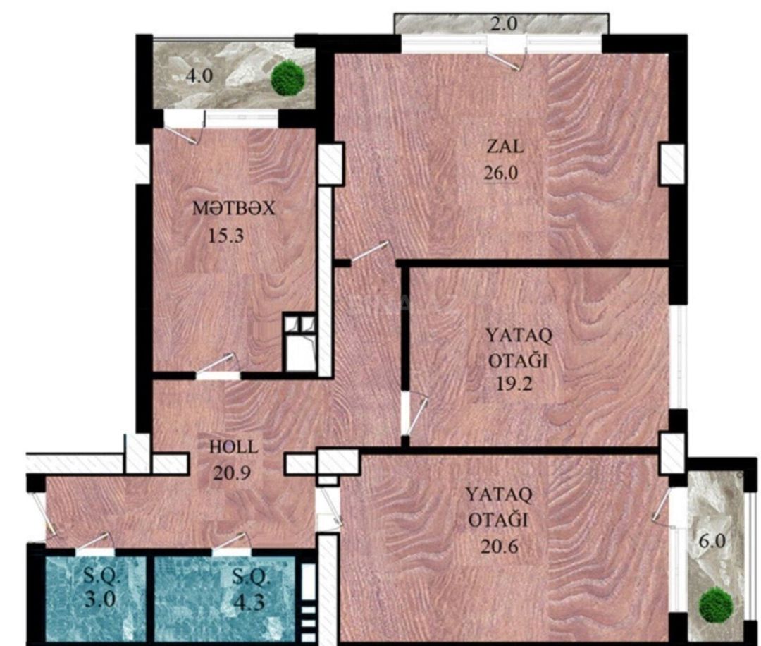 Satılır 3 otaqlı yeni tikili 122 m² — Mənzil, Bakı (3)