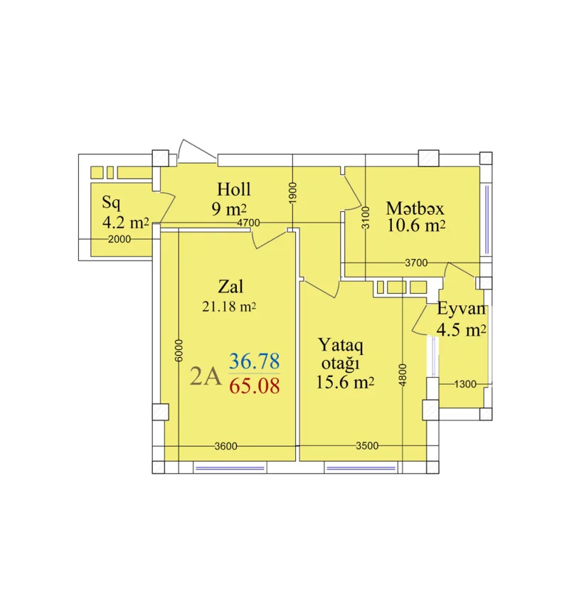 2 otaqlı mənzil, 65.1 m², Nicat Mustafayev Küçəsi — Mənzil, Bakı (5)