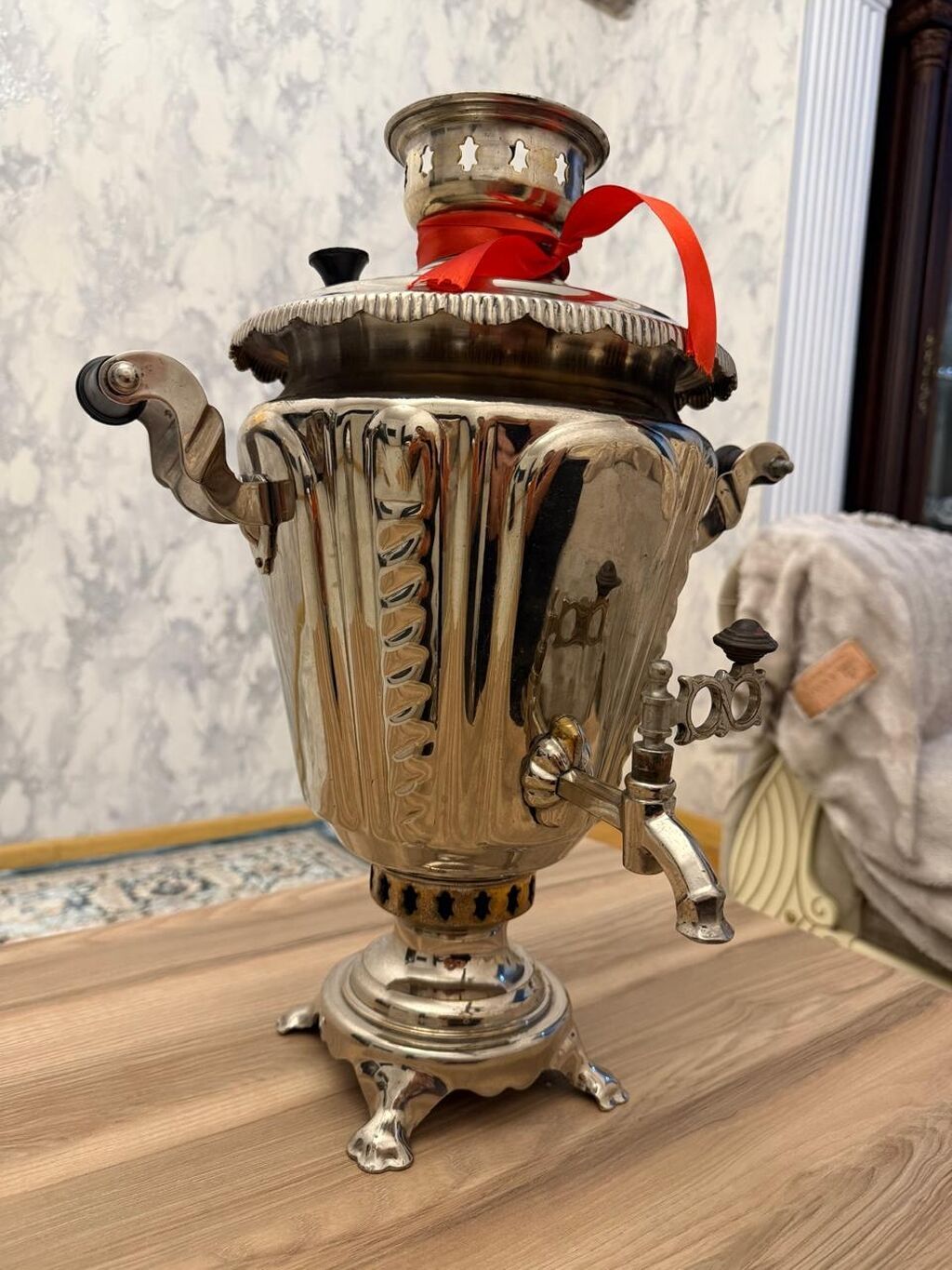 1980 ilin Zontik tipli samovar,mis latun tərkibli,az işdənmiş,təmirdə — Samovarlar, Digah (2)