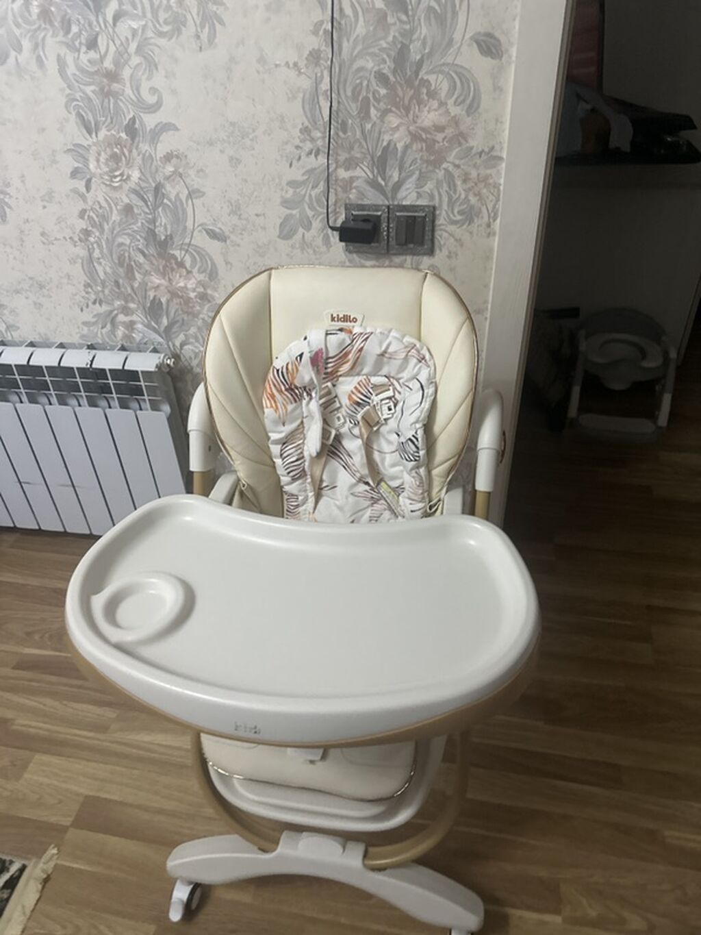 Kidilo uşaq yemək stulu - Rəng: krem/bej tonları, naxışlı yumşaq — Qidalandırma stulları, Xırdalan (5)
