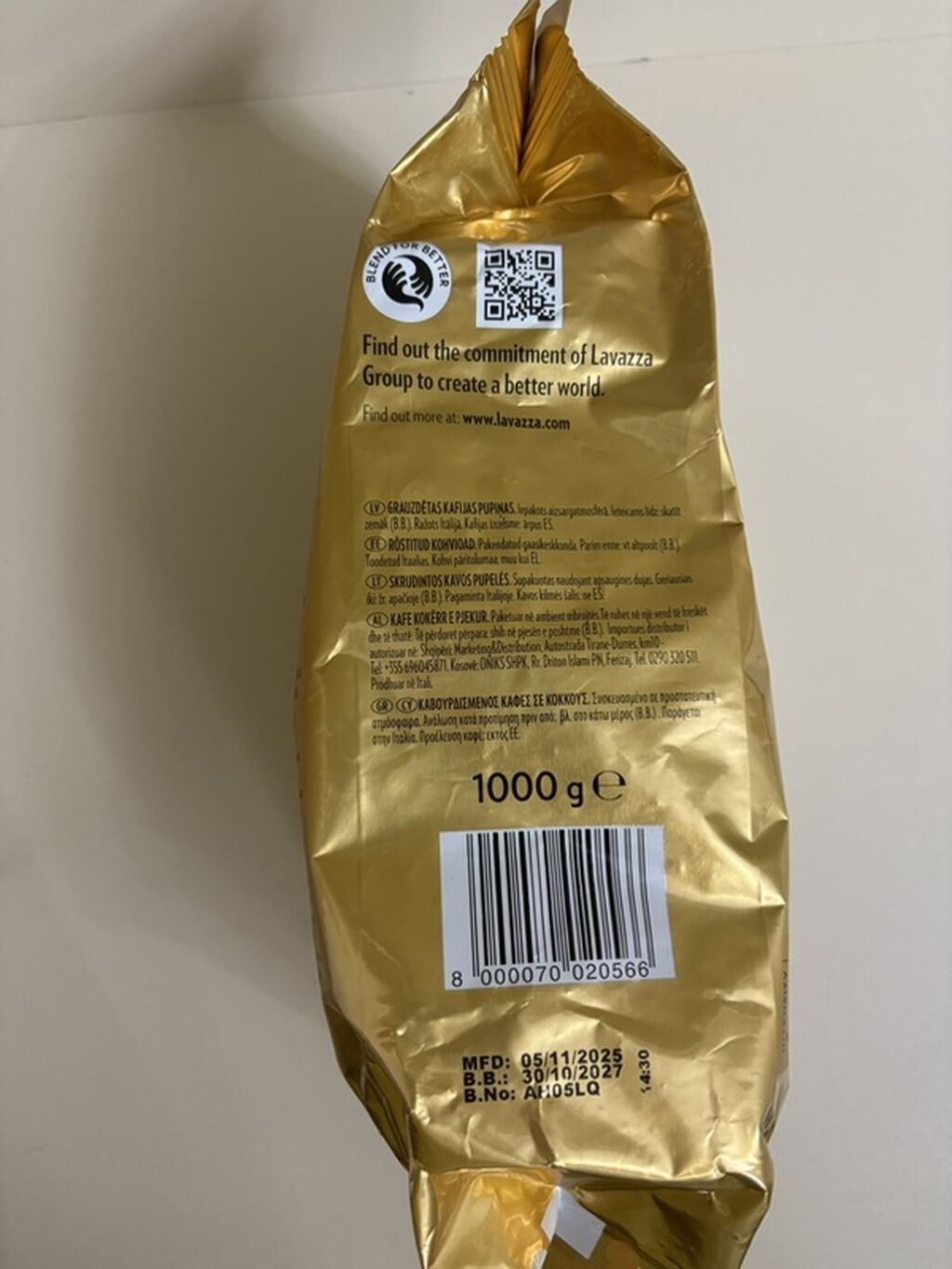 Məhsul: Lavazza Qualità Oro qəhvə dənələri - Mənşə: Torino, İtaliya — Qida məhsulları, Bakı (2)