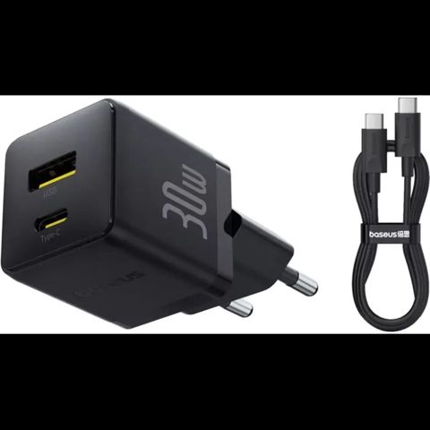 Baseus Palm Fast Charger C+U 30W Usb-c və Usb-a Adapter – kabel ilə — Bakı