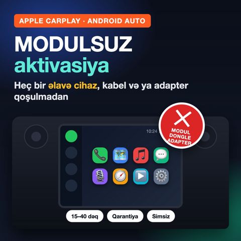 Apple CarPlay və Android Auto – HEÇ BİR Əlavə Cihaz Qoşulmadan — Bakı