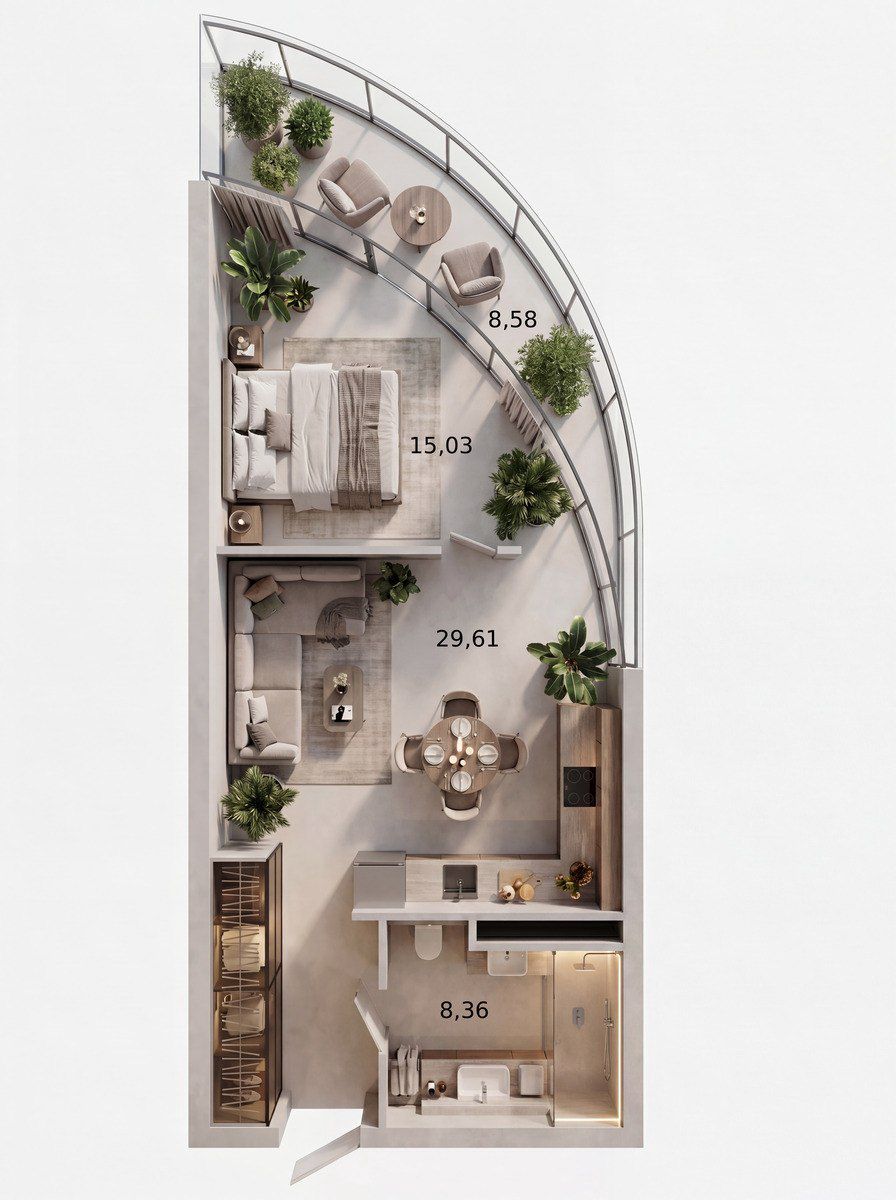 Satılır 2 otaqlı yeni tikili 61.5 m² — Mənzil, Bakı (2)