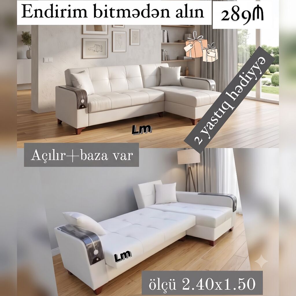 Künc divanlar Keyfiyyətə zəmanətlə Yeni və sifarişlə Qolu — Divanlər, Bakı