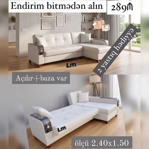 Künc divanlar Keyfiyyətə zəmanətlə Yeni və sifarişlə Qolu — Bakı