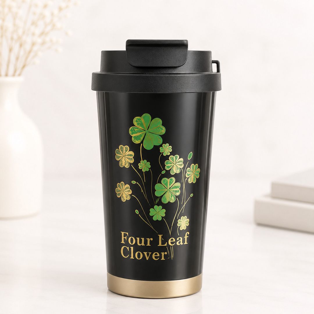 Termo fincan Four Leaf Clover, paslanmayan polad, qara, 500 ml — Mallar, Bakı