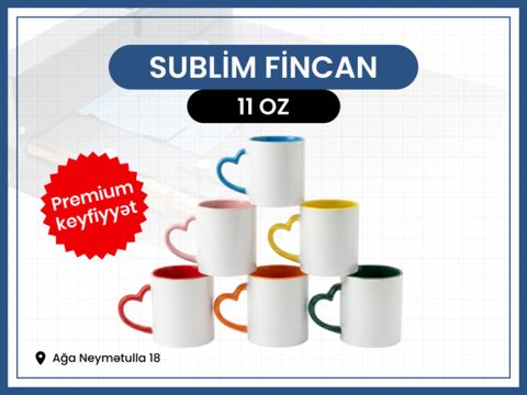 Sublim ürək qulplu fincan 11 oz — Bakı