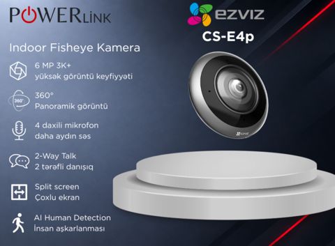 Ezviz CS-E4p 3K+ 6MP Wi-Fi Panoramic Fisheye Camera — Powerlink Azərbaycan
