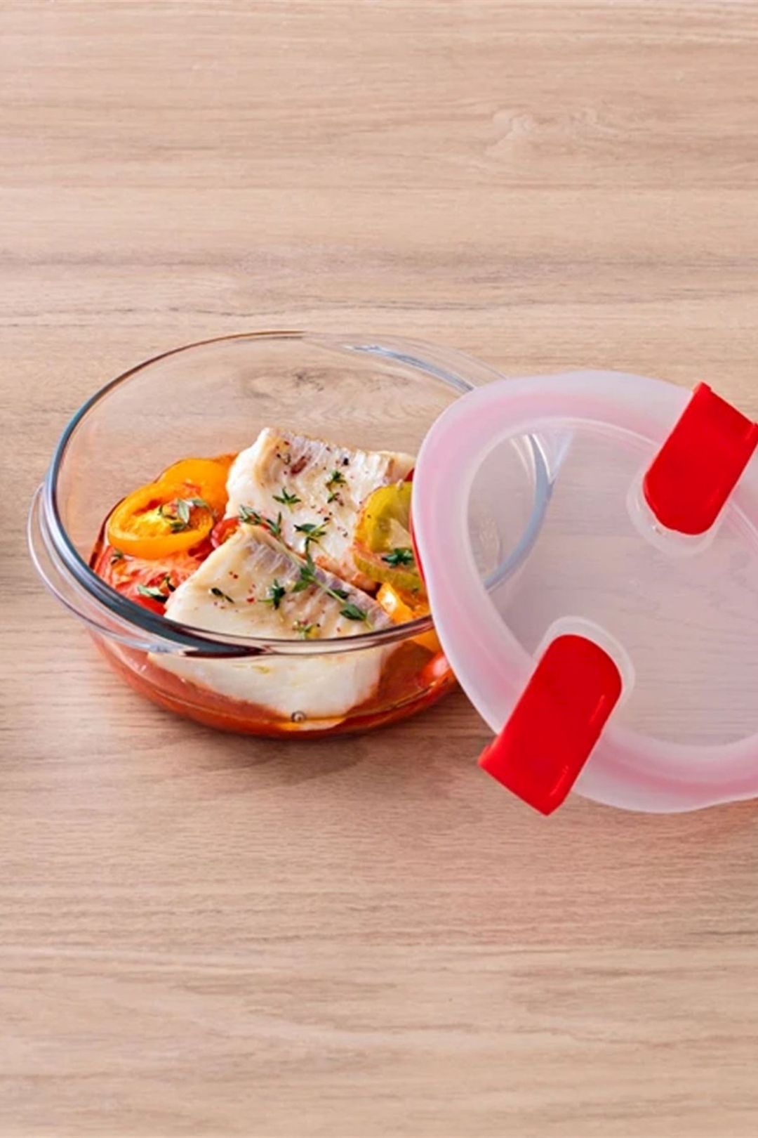 Konteyner Pyrex, 1 l, şəffaf/qırmızı — Mallar, Bakı (2)