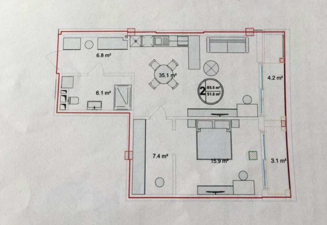 2 otaqlı mənzil, 85.5 m², Sea Breeze, 15 (Lighthouse) — Mənzil, Bakı (7)