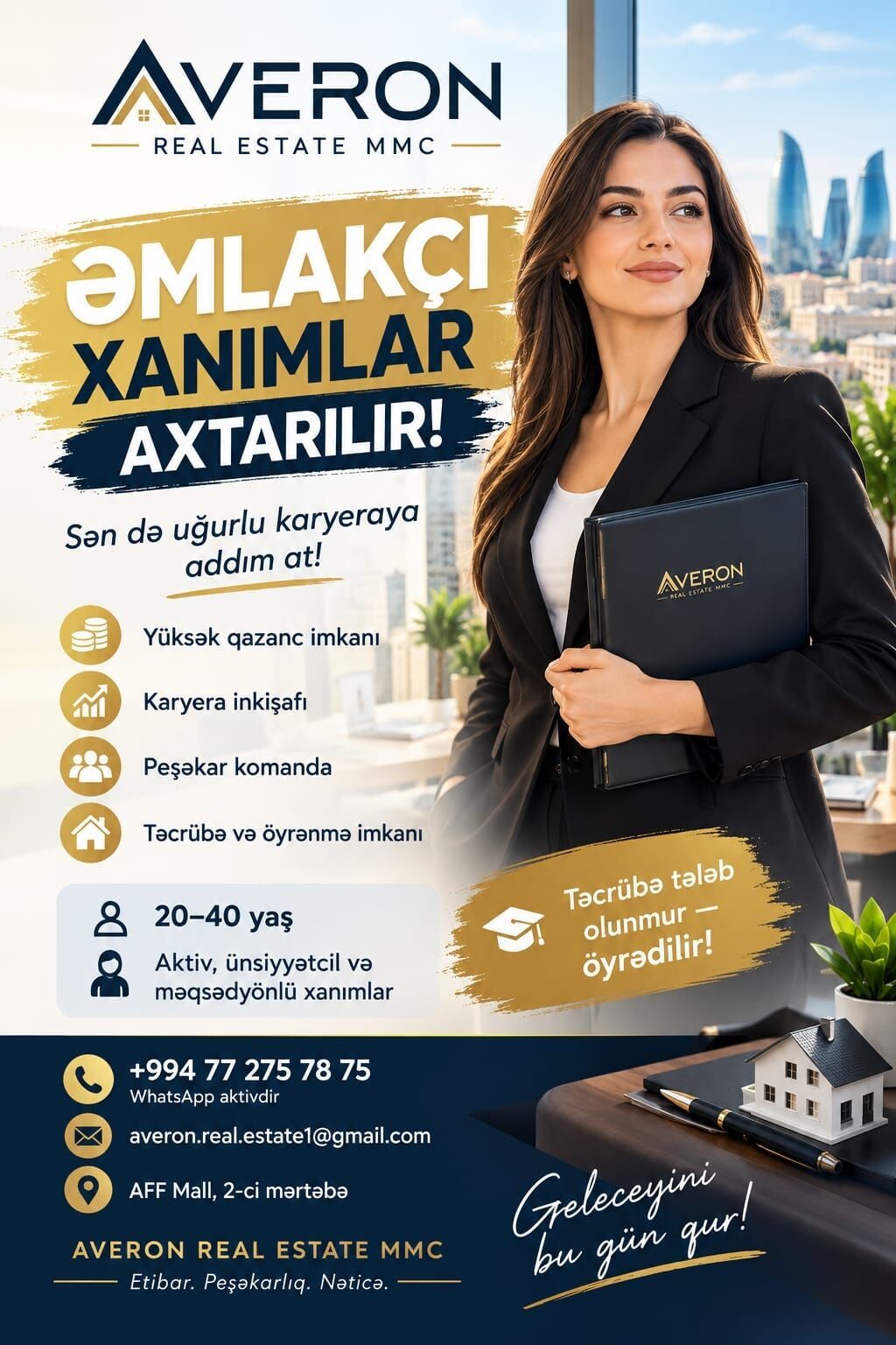 Makler tələb olunur, 1 ildən az təcrübə, 1/1 — Satış, Bakı