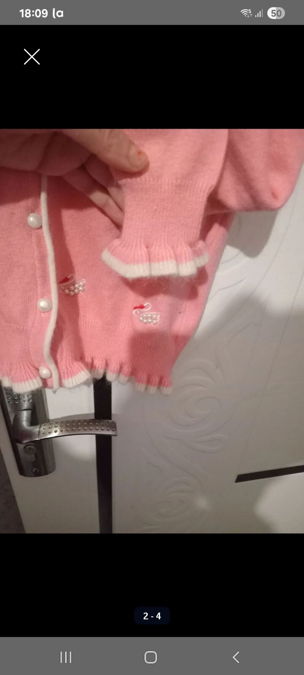 Uşaq üçün qız sviteri/kardiqanı - Rəng: açıq çəhrayı - Model: V-yaxa — Uşaq geyimi, Masazır (2)