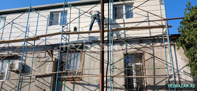 Fasad tarcofka asdar boya isleri — Fasad işləri, Bakı (8)