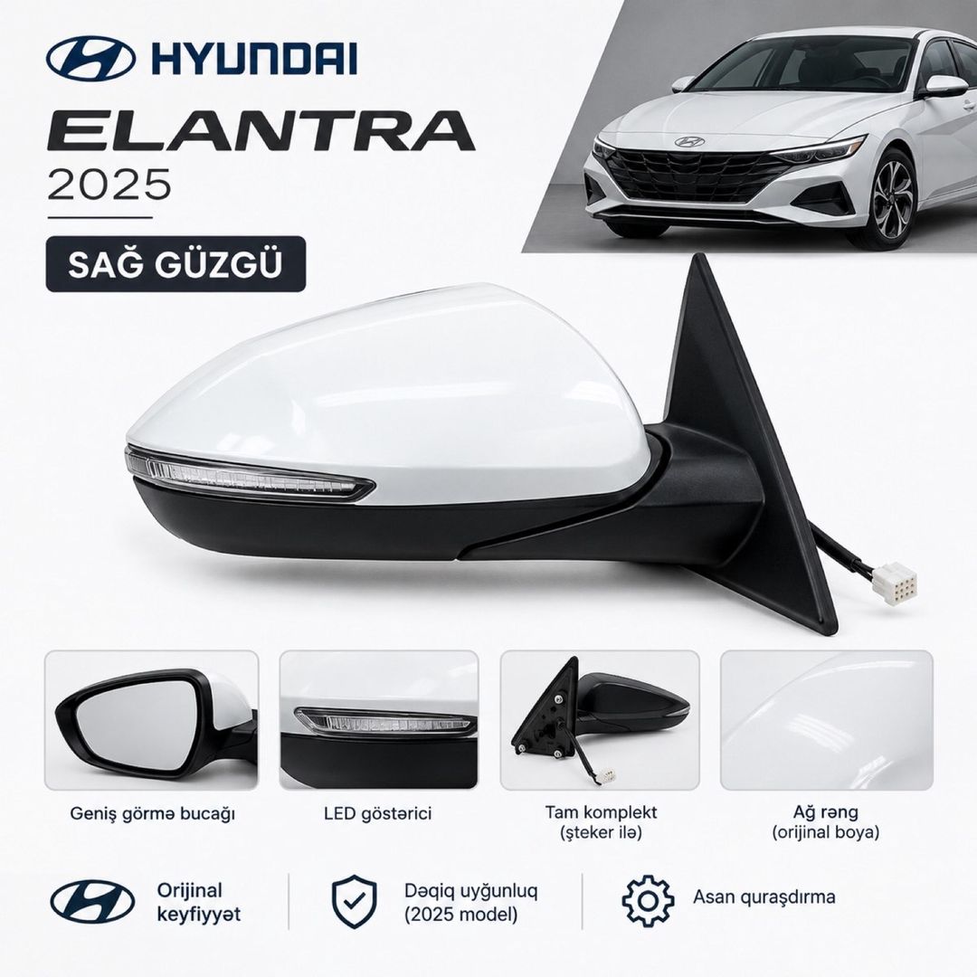 Hyundai Elantra 2025 sağ güzgüsü — Ehtiyat hissələri və aksesuarlar, Bakı
