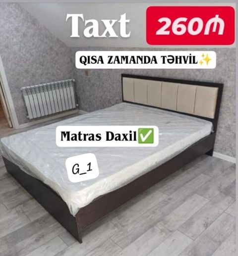 Taxt – 260₼ - Dəst: taxt + matrass (matras daxil) - Başlıq hissəsi — 260 ₼ · Mehdiabad · Yataqlar Taxt – 260₼ - Dəst: taxt + matrass (matras daxil) - Başlıq hissəsi — Mehdiabad