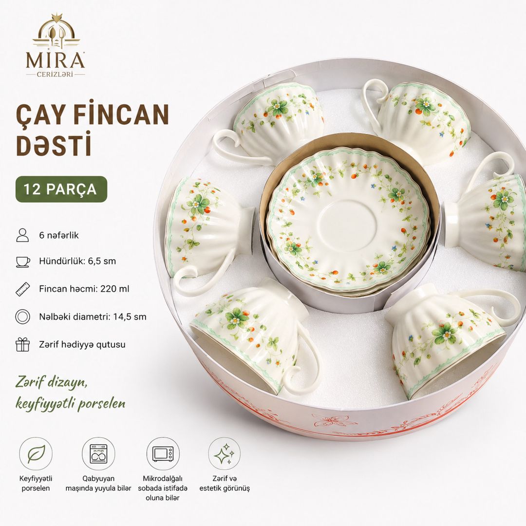 Çay dəsti, 12 parça, keramika — Mallar, Bakı