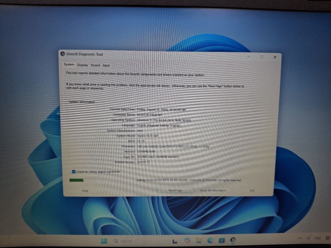 Acer Aspire I7 1355U 16GB Ram 512GB SSD — Noutbuklar, Bakı (10)