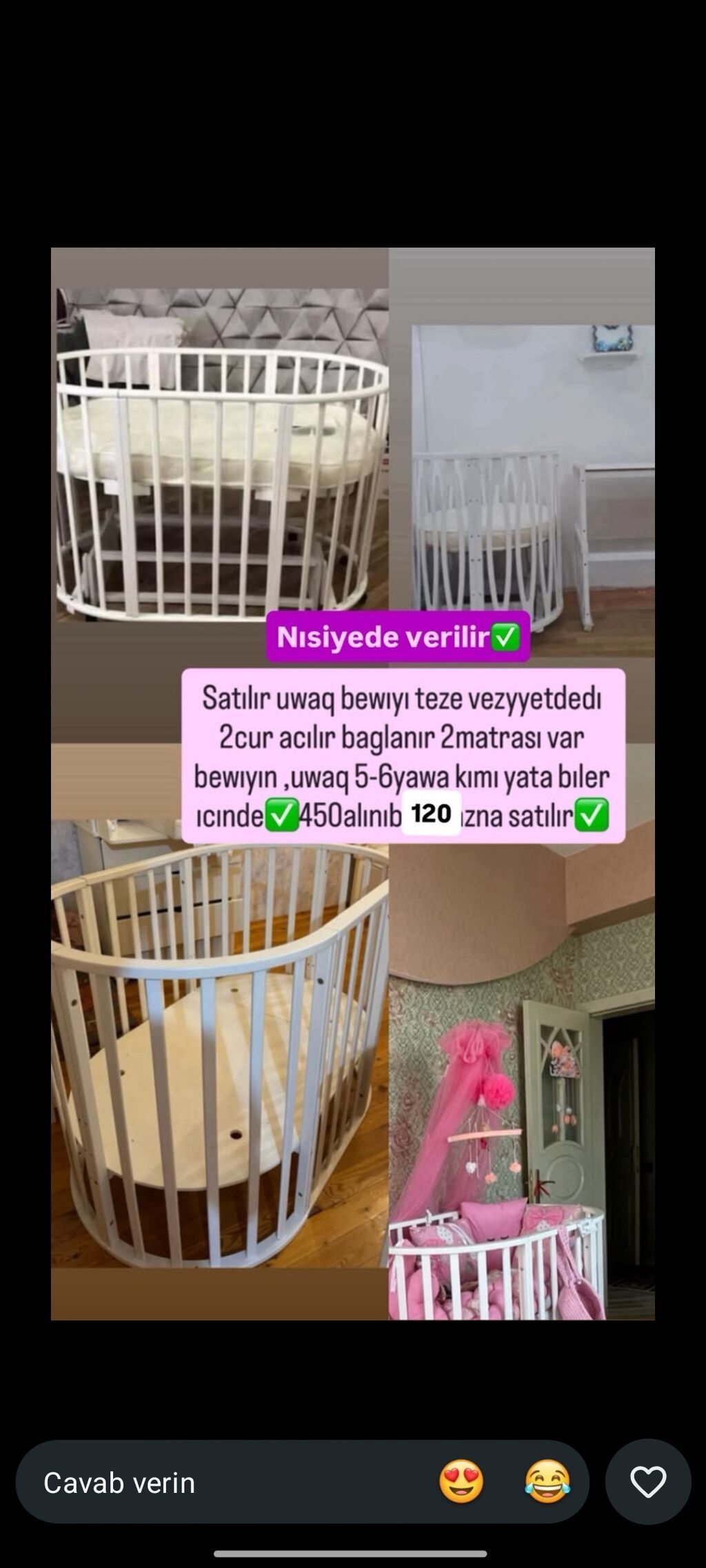 Oval formalı uşaq beşiyi – çevik konstruksiya - İki formada yığılıb — Bəşikləri, Bakı