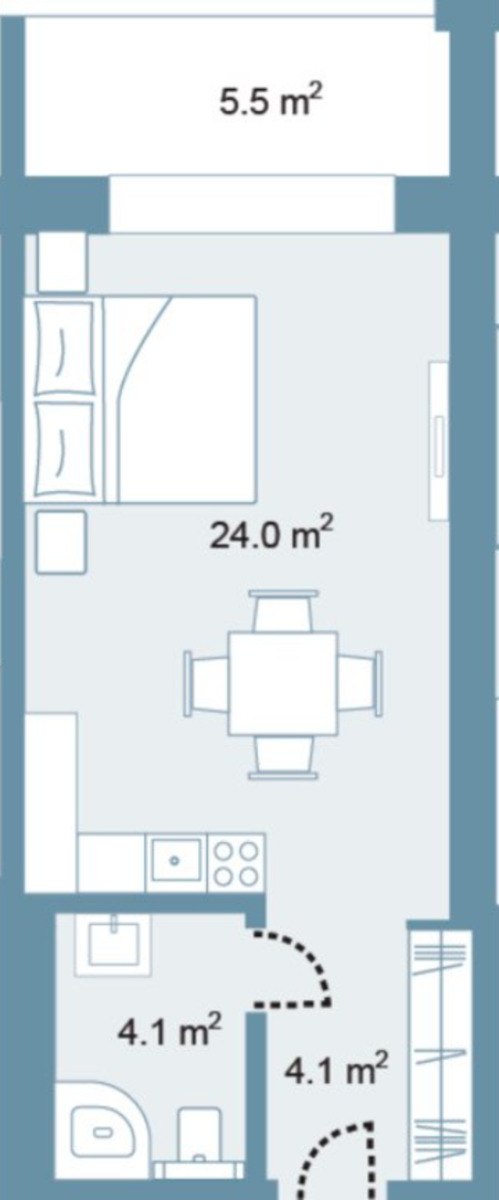 Satılır 1 otaqlı yeni tikili 46 m² — Mənzil, Bakı (6)