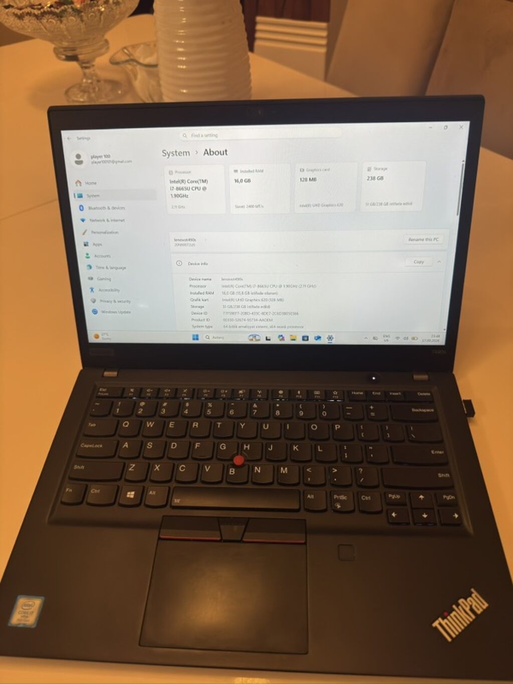 İşlənmiş Lenovo ThinkPad, 14 Intel Core i7, 256 GB — Lenovo, Bakı (5)