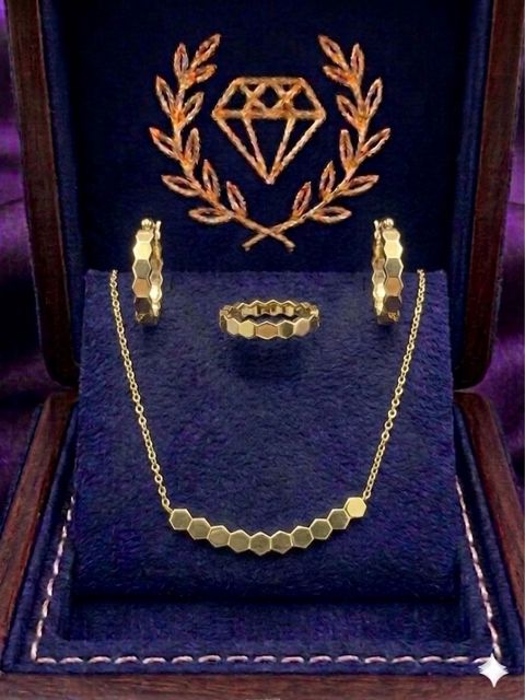 Zinət dəsti boyunbağı, sırğa və üzük Pətək 92300537, qızıl 585 əyar — Bakı