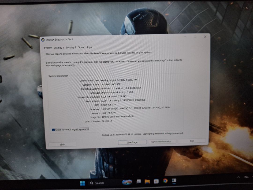 Asus Tuf Gaming F15 i5 11400H Rtx3050 4GB — Noutbuklar, Bakı (6)