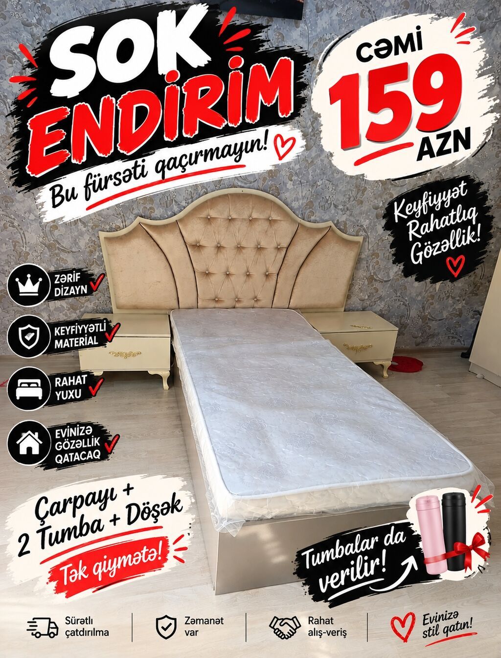 Sifariş deyil evdən çıxmalıdır matras yenidir salafanı heç — Yataq otağı mobilya dəstləri, Sumqayıt (2)