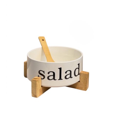 Salat qabı dəsti 8537, keramika/bambuk, altlıq ilə, ağ, 2 əd — Bakı