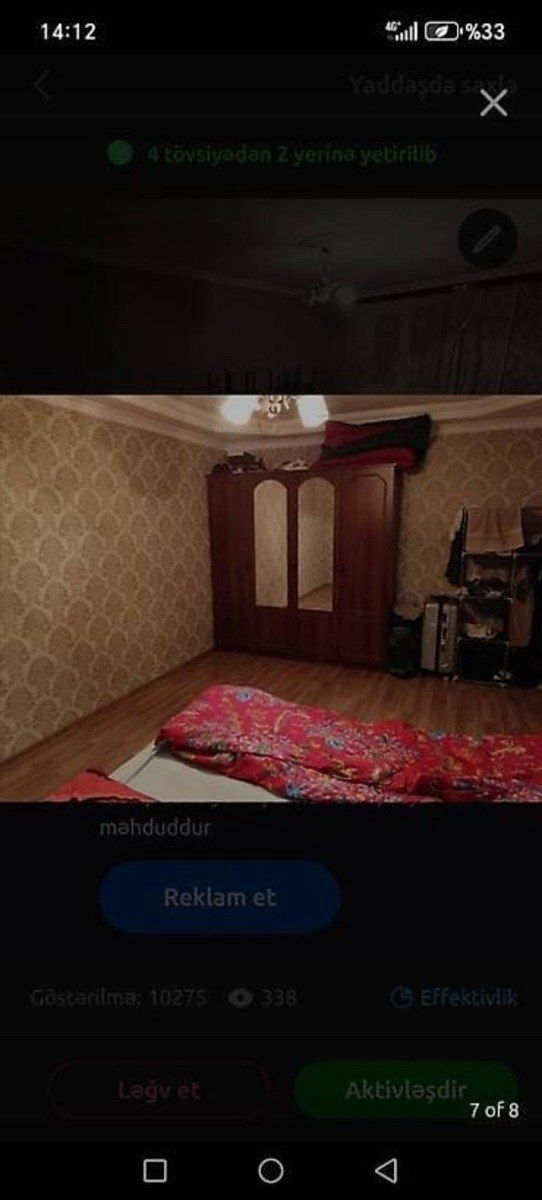 3-otaqlı mənzil kirayə verilir, Qara Qarayev m., 81 m² — Mənzil, Bakı (2)