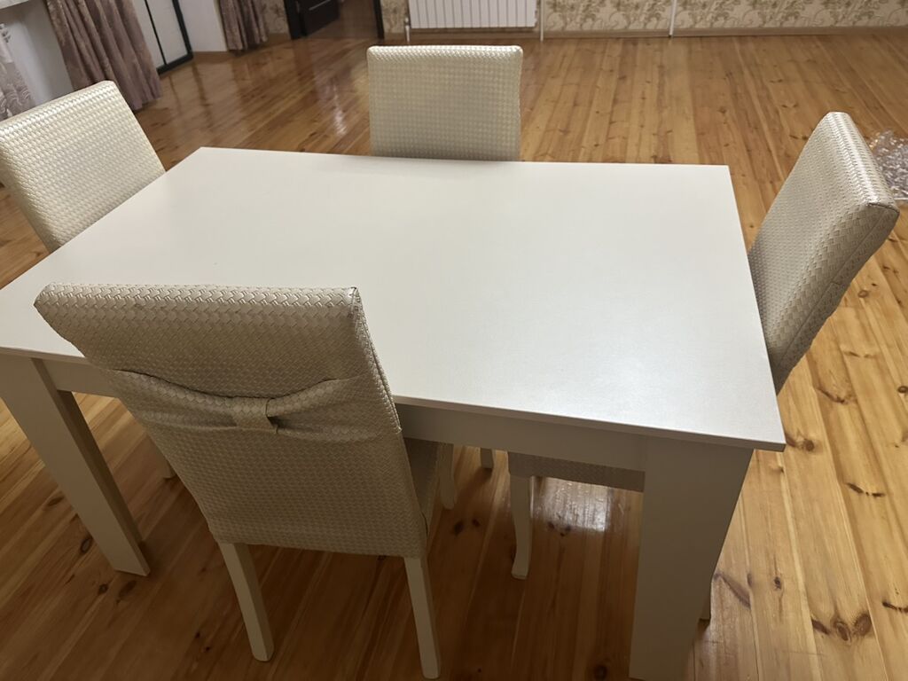 Mətbəx üçün, İşlənmiş, Açılmayan, Dördbucaq masa, 4 stul — Masalar və stullar, Ağdaş (3)