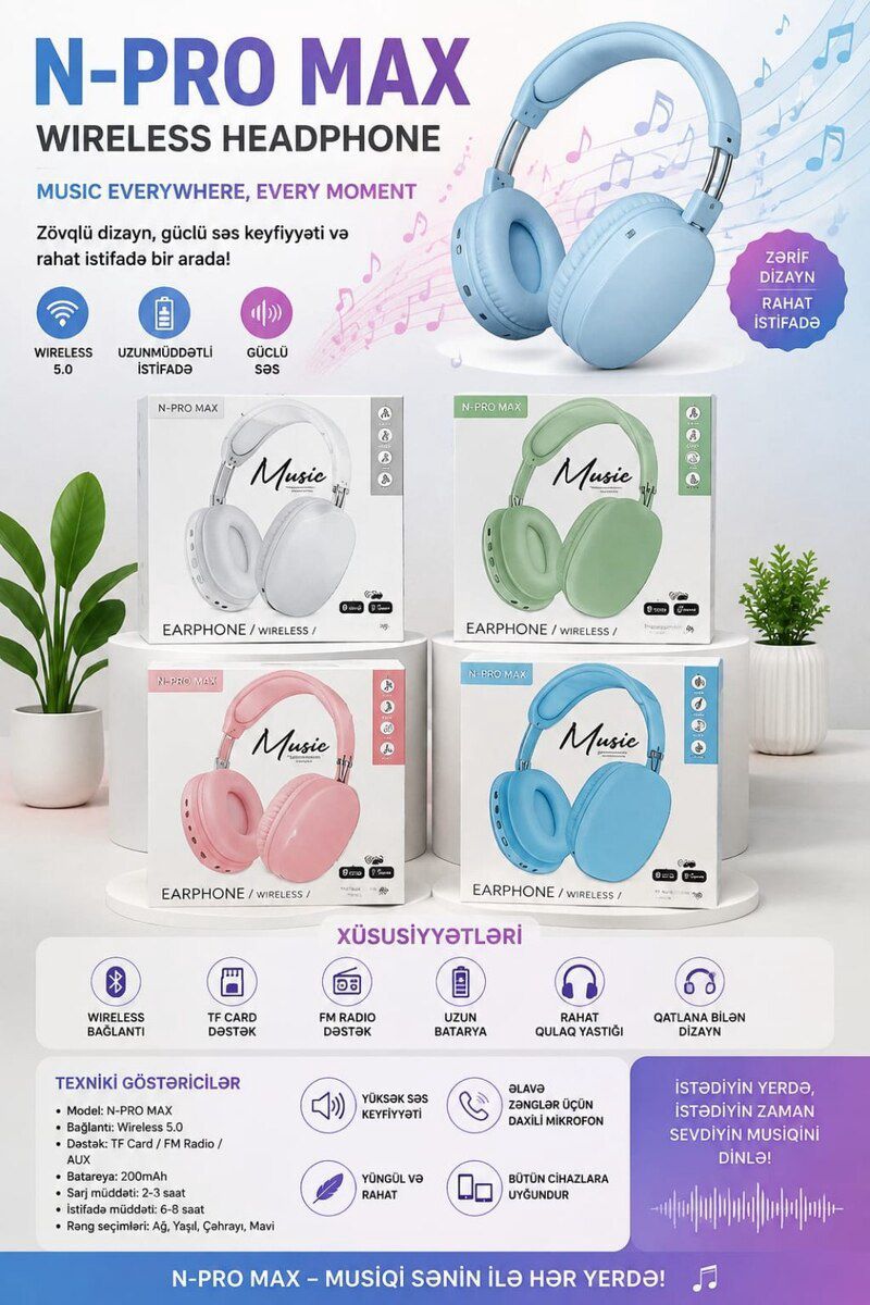 Qulaqlıq N-P9 Max — Səs texnikası, Bakı