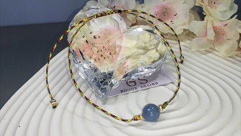 Qolbaq GS, Energetik Makrome, Kalsedon daşı, Açıq göy/Qızılı/Rəngbərəng, 18K qızıl örtüklü paslanmayan polad, Tənzimlənən uzunluq — Bakı